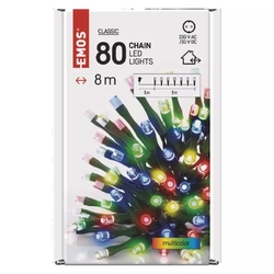 Vánoční řetěz LED 80 TIMER 8m MULTICOLOR D4AM02/