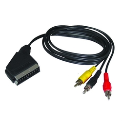 Kabel Scart - 3 x Cinch + přepínač 1m EN14