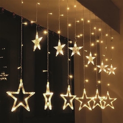 Solight LED vánoční závěs, hvězdy, šíře 1,8m, 77LE