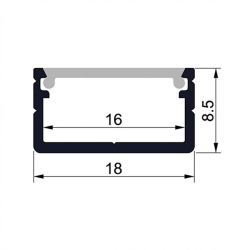 Solight hliníková lišta pro LED pásky 2 18x9mm 