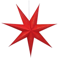 Vánoční hvězda červená závěsná 60cm 20x LED 2xAA
