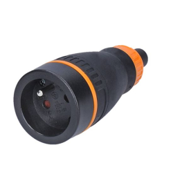 Solight zásuvka do vlhka, přímá, IP40, černá-oranž