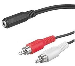 Kabel Jack 3,5 zdířka - 2 x Cinch kon.1,5m 